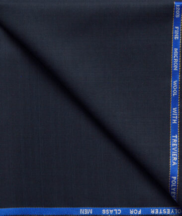 J.Hampstead Men's 30% Wool Super 120's Self Design  Unstitched Trouser Fabric (Dark Blue)