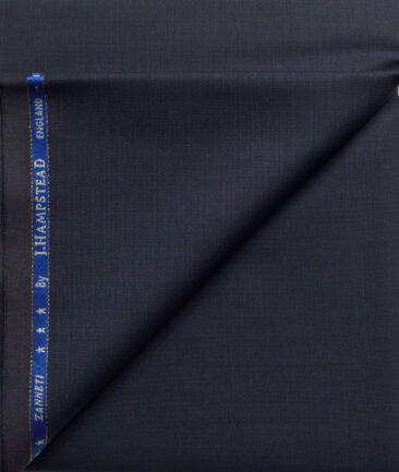 J.Hampstead Men's 60% Wool Super 120's Structured  Unstitched Trouser Fabric (Dark Blue)