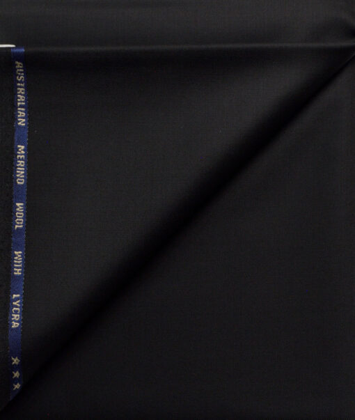 J.Hampstead Men's 50% Wool Super 140's Solids  Unstitched Trouser Fabric (Jet Black) - Image 1