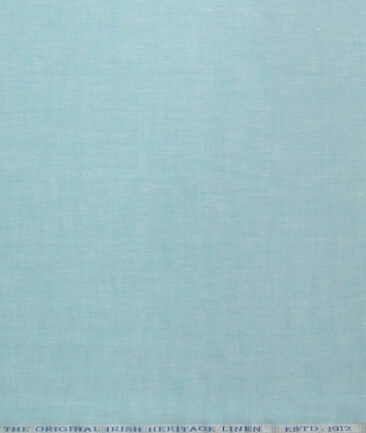 Burgoyne Men's 100% Irish Linen 60 LEA Solids  Unstitched Shirting Fabric (Arctic Blue)
