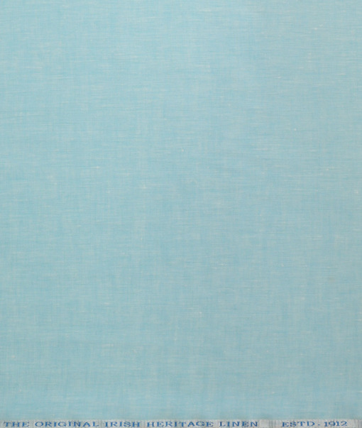 Burgoyne Men's 100% Irish Linen 60 LEA Solids  Unstitched Shirting Fabric (Arctic Blue)