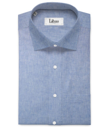 Raymond Men's 100% Pure Linen 60 LEA Self Design  Unstitched Shirting Fabric (Blue)