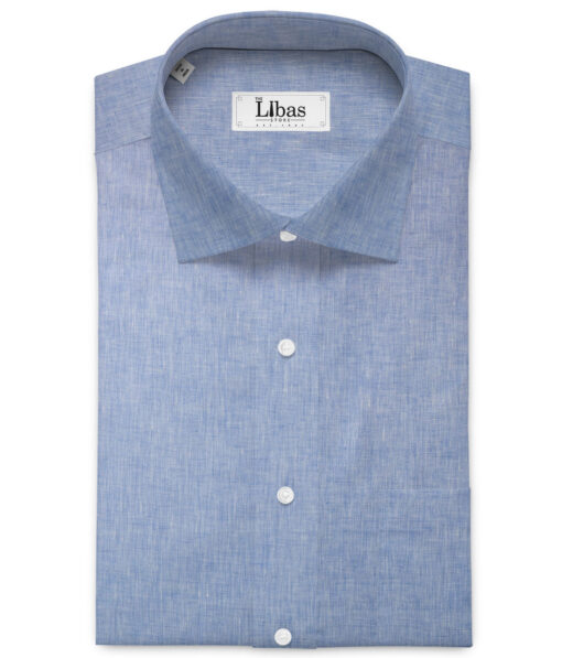 Raymond Men's 100% Pure Linen 60 LEA Self Design  Unstitched Shirting Fabric (Blue)