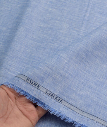 Raymond Men's 100% Pure Linen 60 LEA Self Design  Unstitched Shirting Fabric (Blue)