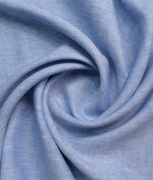 Raymond Men's 100% Pure Linen 60 LEA Self Design  Unstitched Shirting Fabric (Blue)
