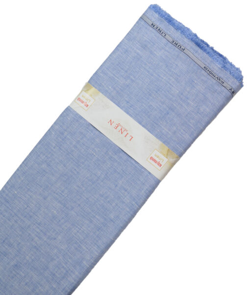 Raymond Men's 100% Pure Linen 60 LEA Self Design  Unstitched Shirting Fabric (Blue)