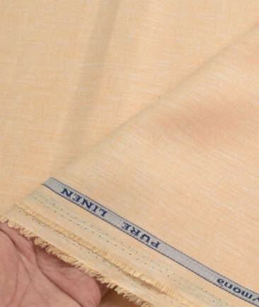 Raymond Men's 100% Pure Linen 60 LEA Solids  Unstitched Shirting Fabric (Light Orange)