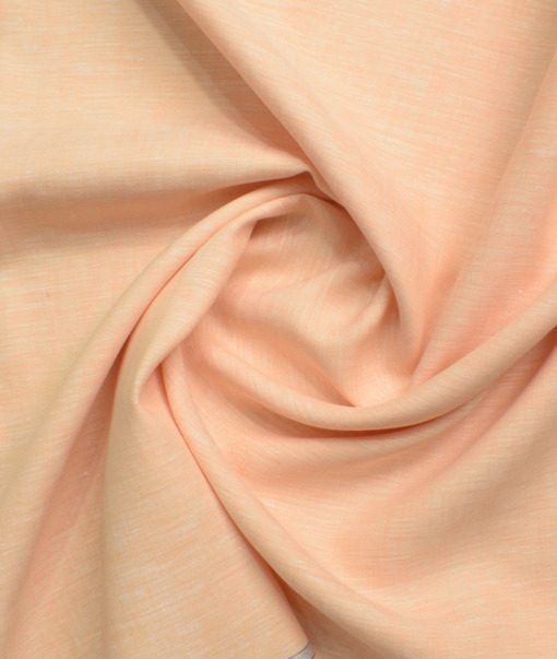 Raymond Men's 100% Pure Linen 60 LEA Solids  Unstitched Shirting Fabric (Light Orange)