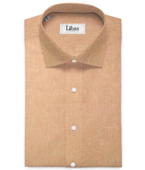 Raymond Men's 100% Pure Linen 60 LEA Self Design  Unstitched Shirting Fabric (Orange)
