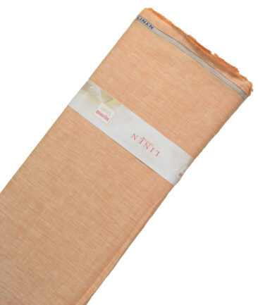 Raymond Men's 100% Pure Linen 60 LEA Self Design  Unstitched Shirting Fabric (Orange)