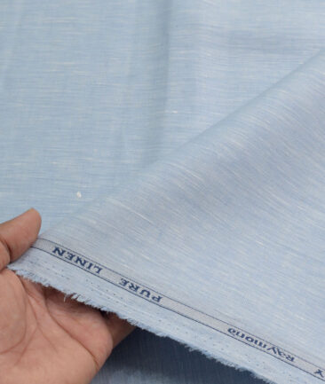 Raymond Men's 100% Pure Linen 60 LEA Self Design  Unstitched Shirting Fabric (Sky Blue)