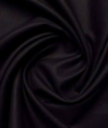 Linen Club Men's 58% Linen + 42% Cotton 30 LEA Solids  Unstitched Suiting Fabric (Black)