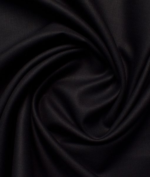 Linen Club Men's 58% Linen + 42% Cotton 30 LEA Solids  Unstitched Suiting Fabric (Black)