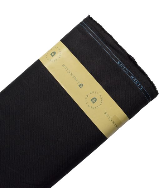 Linen Club Men's 58% Linen + 42% Cotton 30 LEA Solids  Unstitched Suiting Fabric (Black)
