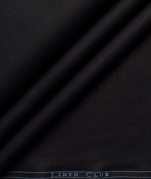 Linen Club Men's 58% Linen + 42% Cotton 30 LEA Solids  Unstitched Suiting Fabric (Black)