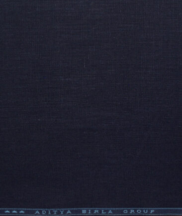 Linen Club Men's 100% Linen 30 LEA Solids  Unstitched Suiting Fabric (Dark Blue)
