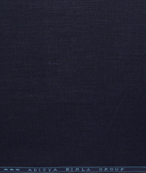 Linen Club Men's 100% Linen 30 LEA Solids  Unstitched Suiting Fabric (Dark Blue)