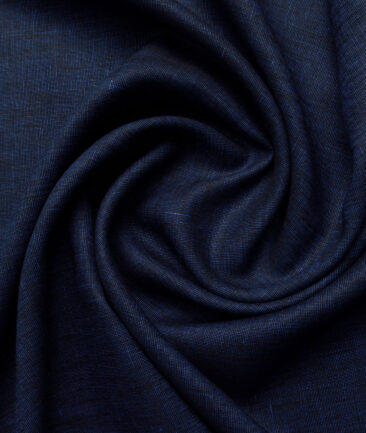 Linen Club Men's 100% Linen 30 LEA Structured  Unstitched Suiting Fabric (Dark Royal Blue)
