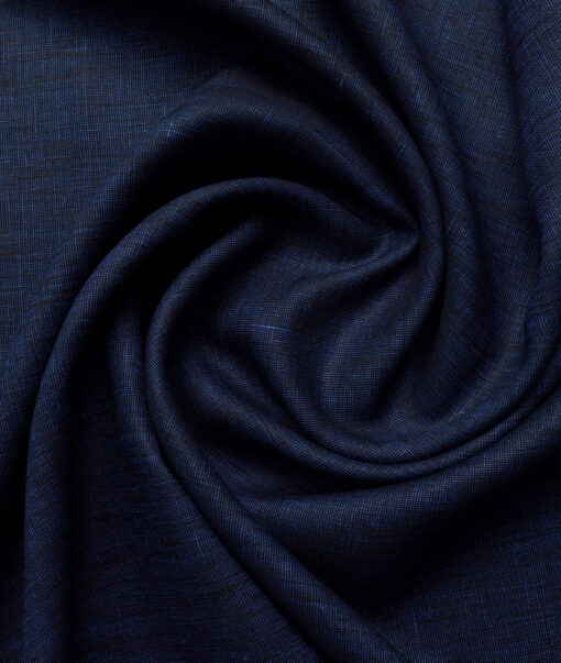 Linen Club Men's 100% Linen 30 LEA Structured  Unstitched Suiting Fabric (Dark Royal Blue)