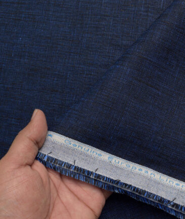 Linen Club Men's 100% Linen 30 LEA Structured  Unstitched Suiting Fabric (Dark Royal Blue)