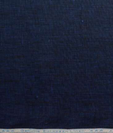 Linen Club Men's 100% Linen 30 LEA Structured  Unstitched Suiting Fabric (Dark Royal Blue)