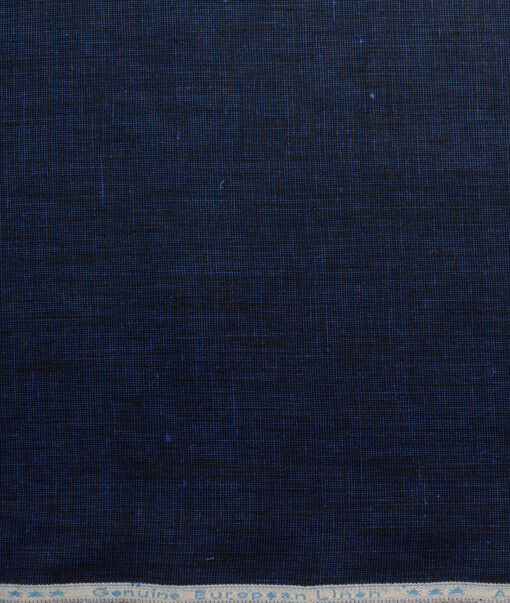 Linen Club Men's 100% Linen 30 LEA Structured  Unstitched Suiting Fabric (Dark Royal Blue)