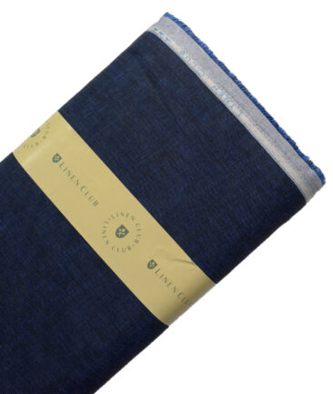 Linen Club Men's 100% Linen 30 LEA Structured  Unstitched Suiting Fabric (Dark Royal Blue)