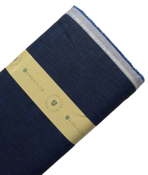 Linen Club Men's 100% Linen 30 LEA Structured  Unstitched Suiting Fabric (Dark Royal Blue)