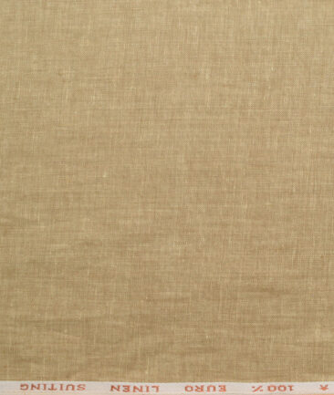 Solino Men's 100% Linen 30 LEA Solids  Unstitched Suiting Fabric (Light Brown)