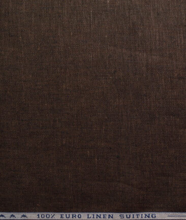 Solino Men's 100% Linen 30 LEA Solids  Unstitched Suiting Fabric (Dark Chocolate Brown)