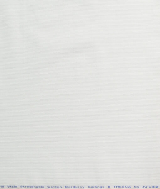 Arvind Tresca Men's Cotton Striped  Unstitched Stretchable Corduroy Trouser Fabric (White) - Image 4