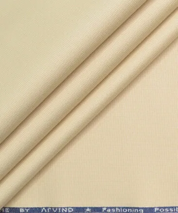 Arvind Men's Cotton Structured  Unstitched Stretchable Trouser Fabric (Beige)
