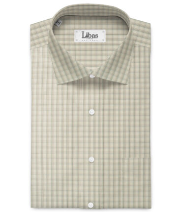 Raymond Men's 100% Cotton Checks  Unstitched Shirting Fabric (Cream & Brown) - Image 2