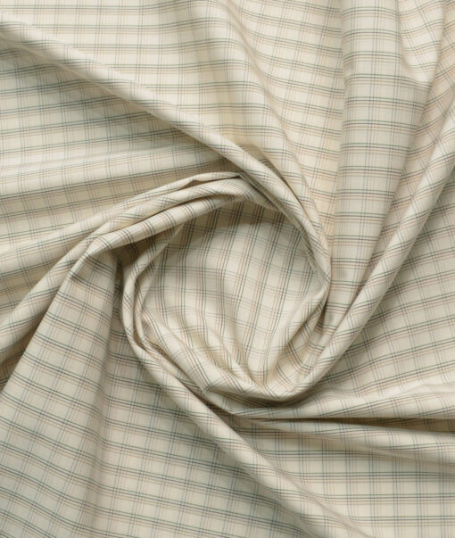 Raymond Men's 100% Cotton Checks  Unstitched Shirting Fabric (Cream & Brown) - Image 4