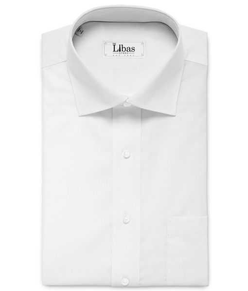 Cadini Men's Bamboo Solids  Unstitched Wrinkle Free Shirting Fabric (White)