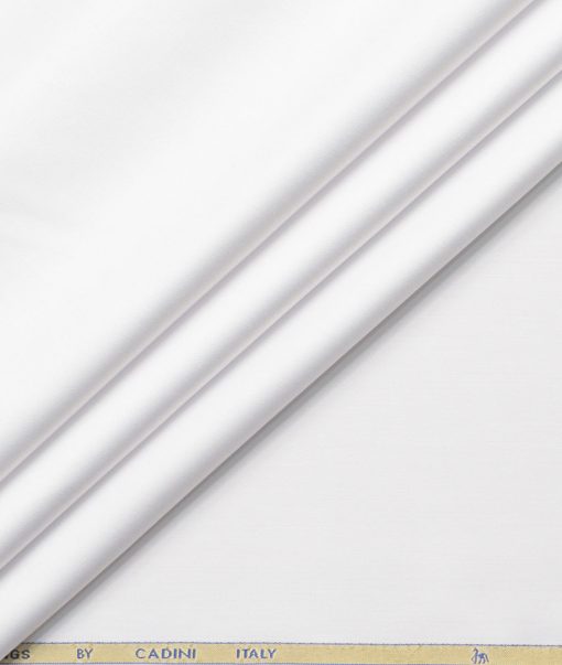 Cadini Men's Bamboo Solids  Unstitched Wrinkle Free Shirting Fabric (White)
