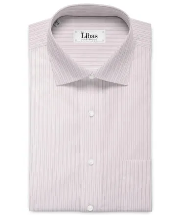 Cotton Fusion Men's Poly Cotton Striped  Unstitched Wrinkle Free Shirting Fabric (Pink)