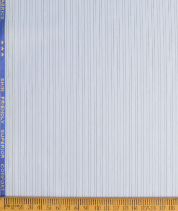 Cotton Fusion Men's Poly Cotton Striped  Unstitched Wrinkle Free Shirting Fabric (Sky Blue)