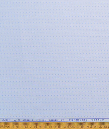 Ferricio Deitlo Men's Poly Cotton Self Design  Unstitched Wrinkle Free Shirting Fabric (Sky Blue)