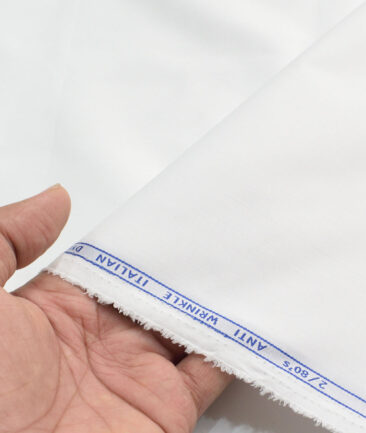 Ferricio Deitlo Men's Poly Cotton Solids  Unstitched Wrinkle Free Shirting Fabric (White)