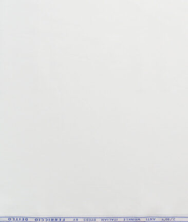 Ferricio Deitlo Men's Poly Cotton Solids  Unstitched Wrinkle Free Shirting Fabric (White)