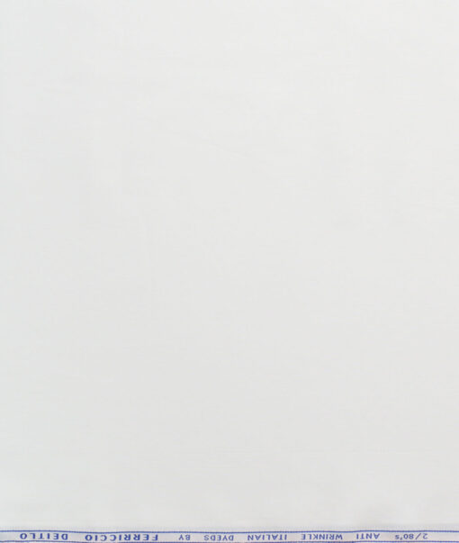 Ferricio Deitlo Men's Poly Cotton Solids  Unstitched Wrinkle Free Shirting Fabric (White)