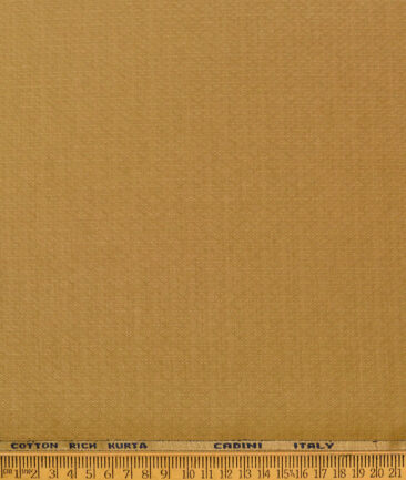 Cadini Men's Cotton Lawn Self Design  Unstitched Kurta Fabric (Mustard Yellow)