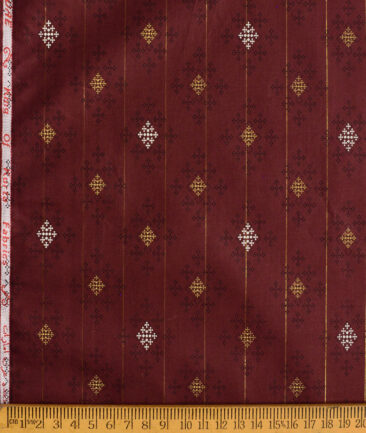 Navsari Men's Cotton Lawn Printed  Unstitched Kurta Fabric (Maroon)