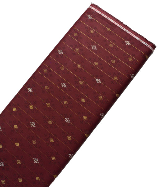 Navsari Men's Cotton Lawn Printed  Unstitched Kurta Fabric (Maroon)