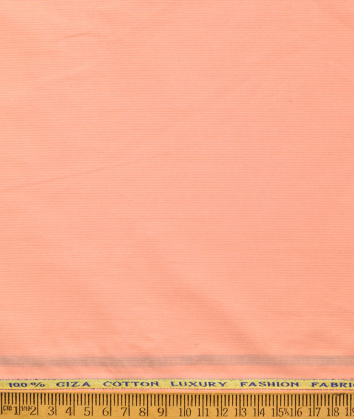 Nemesis Men's Cotton Lawn Striped  Unstitched Kurta Fabric (Peach)