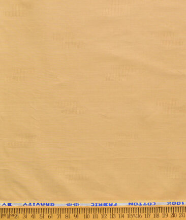 Solino Men's Cotton Lawn Self Design  Unstitched Kurta Fabric (Fawn Beige)