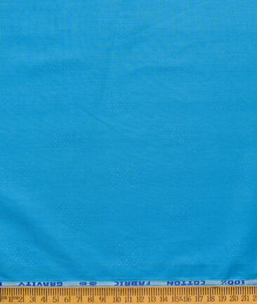 Solino Men's Cotton Lawn Self Design  Unstitched Kurta Fabric (Firozi Blue)
