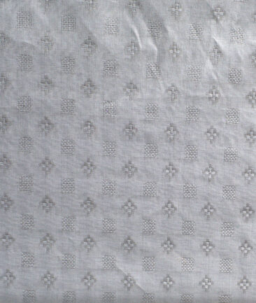 Solino Men's Cotton Lawn Self Design  Unstitched Kurta Fabric (Light Grey)
