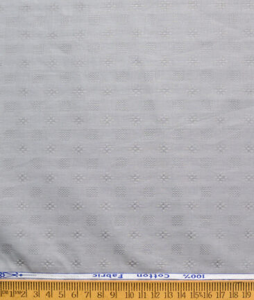Solino Men's Cotton Lawn Self Design  Unstitched Kurta Fabric (Light Grey)
